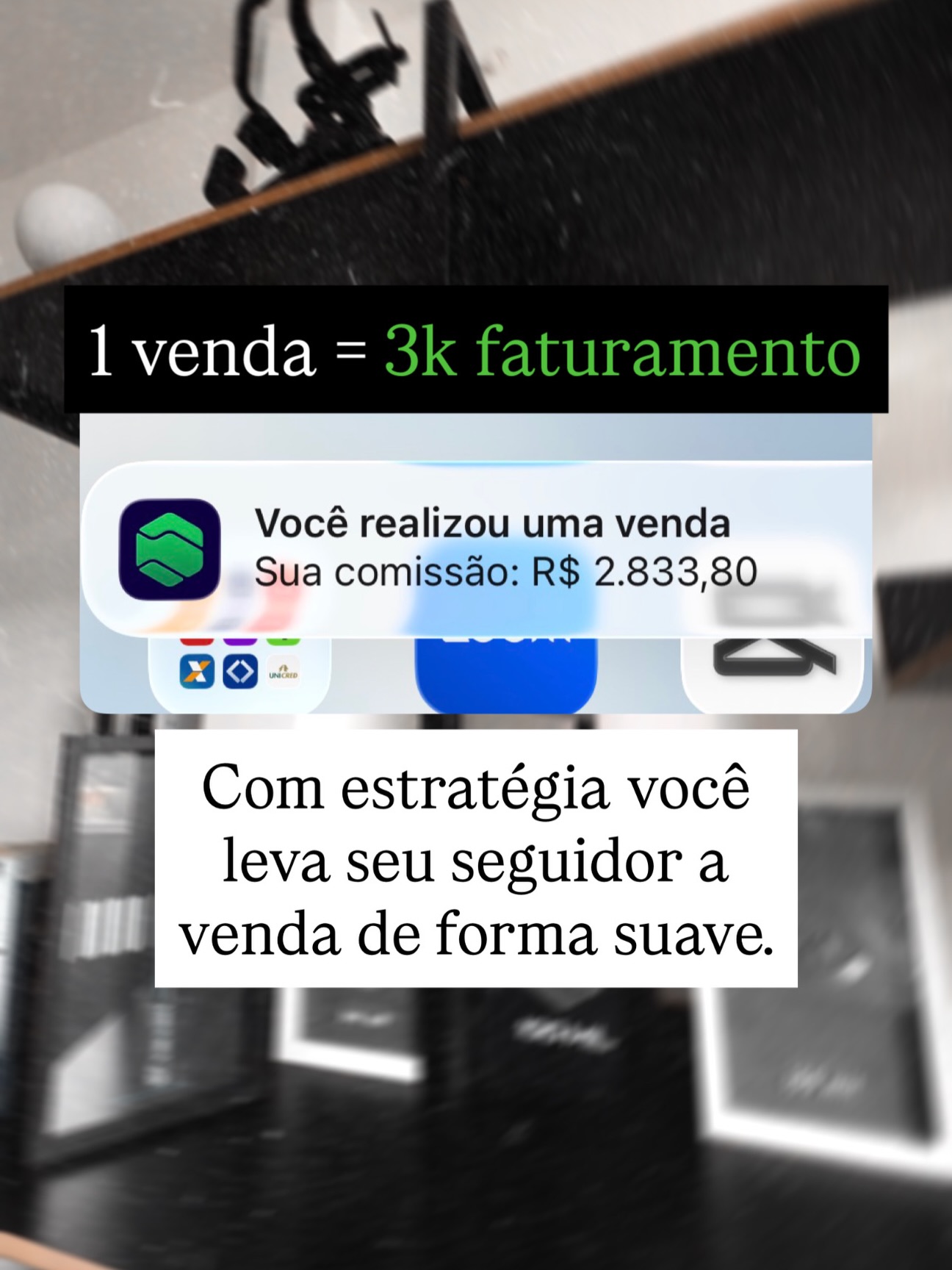 Print de notificação de venda compartilhada por aluno